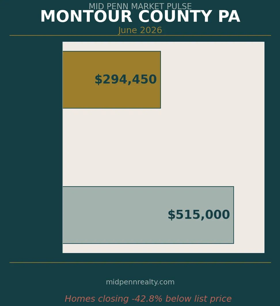 Montour county pa housing market — list price vs sale price