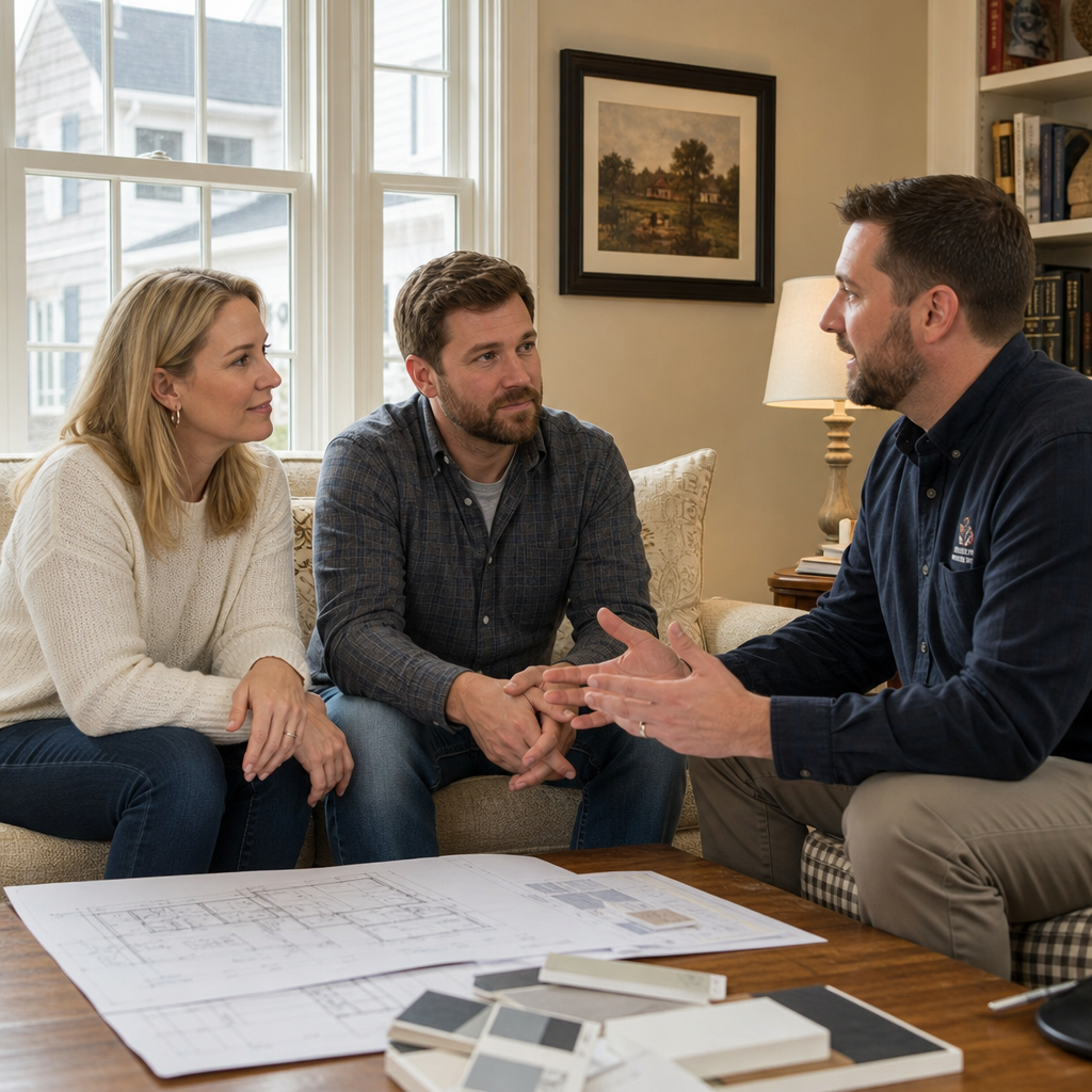 Central pa homeowner speaking with a renovation consultant